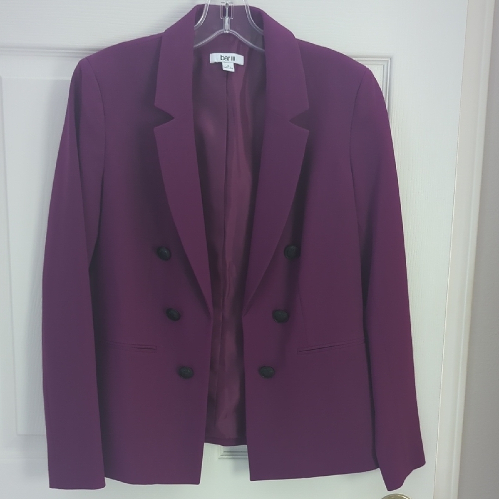Bar III Purple Tailored Blazer with Notched Lapels